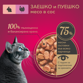 Пауч за котки My Love Adult cat with rabbit and turkey in gravy със Заешко и пуешко в сос